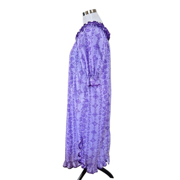 Shannon Marie Hawaii Dress XL USA Luau Vintage Aloha Puff Sleeve Ruffle Hem Neck - Picture 3 of 9